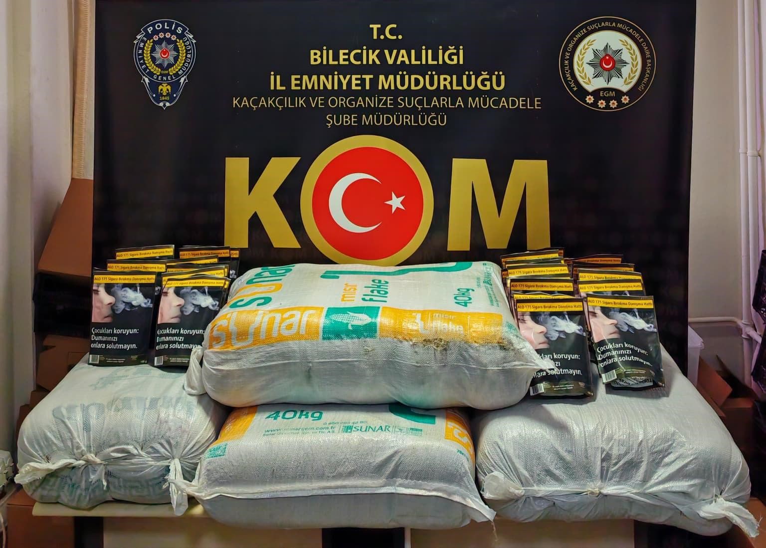 Bilecikte 123 kilo kaçak tütün ele geçirildi