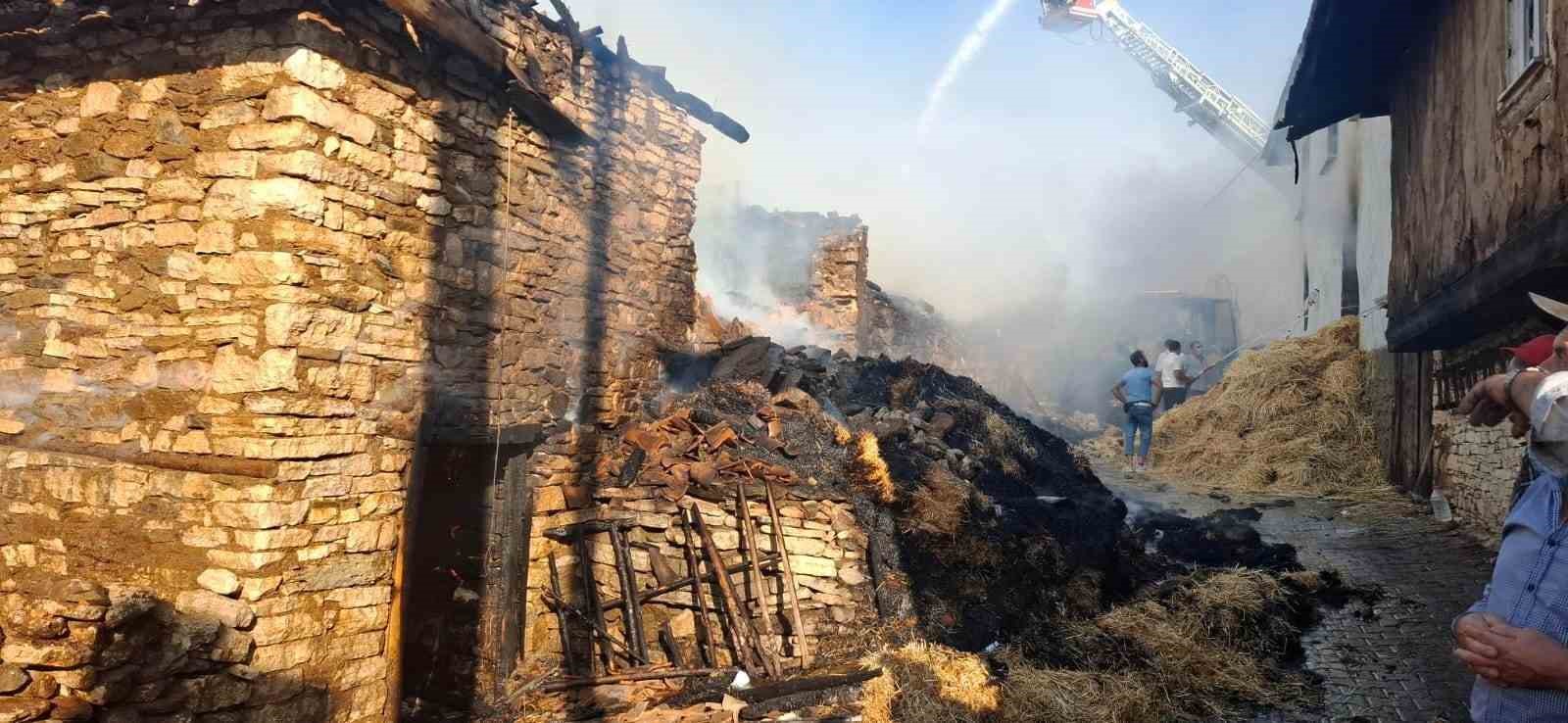 Kütahya'da köyde çıkan yangında 4 ev hasar gördü