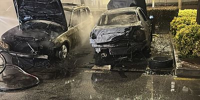 Şehir Hastanesi parkında otomobil yangını paniğe neden oldu